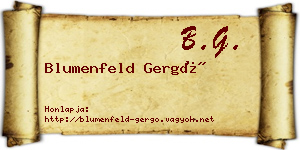 Blumenfeld Gergő névjegykártya