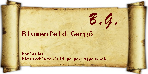 Blumenfeld Gergő névjegykártya